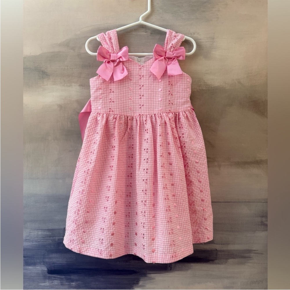 Bonnie Jean Pink Gingham Dress with Bows